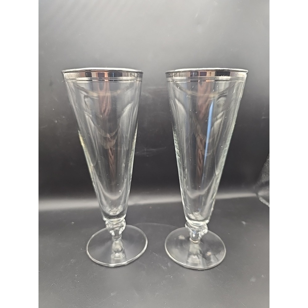 Vintage Platinum Trimmed Champagne Cocktail Glasses‎ Set Of 2